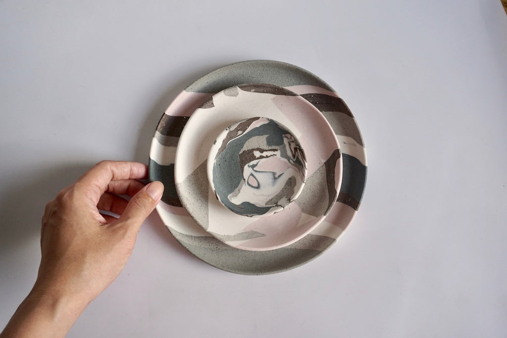 Handmade nerikomi dish Singapore - Eat & Sip Pottery