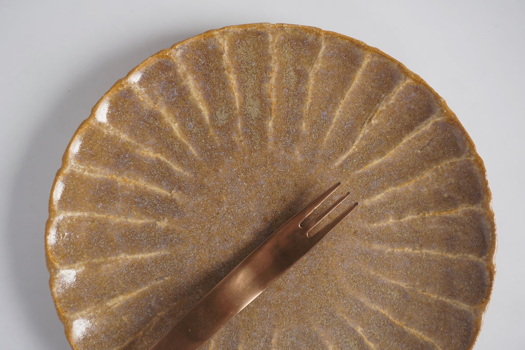 Handmade crysanthemum plate - Eat & Sip Pottery Singapore