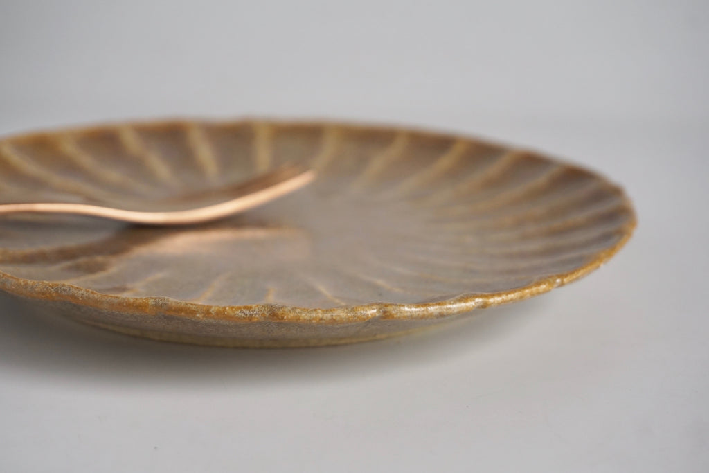 Handmade crysanthemum plate - Eat & Sip Pottery Singapore