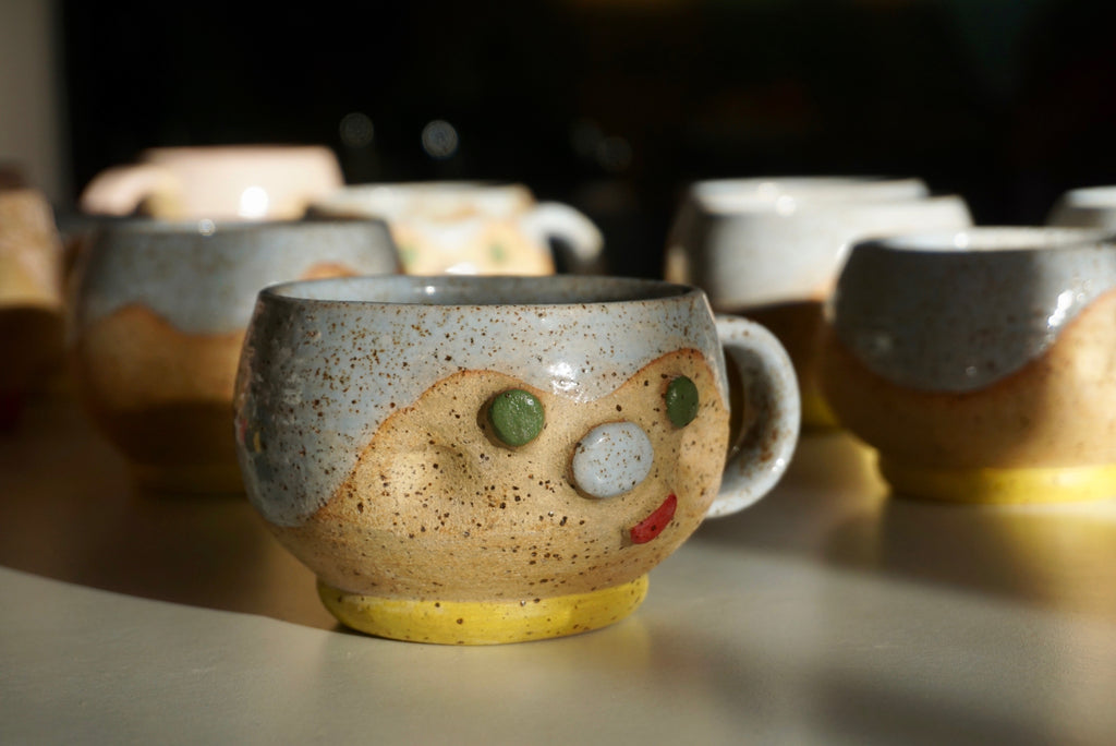 Handmade dimpled face ceramic mugs | Potek Ceramic Singapore