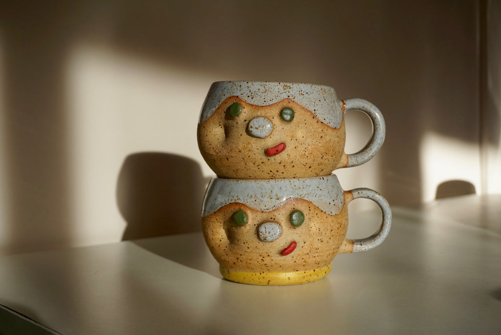 Handmade dimpled face ceramic mugs | Potek Ceramic Singapore