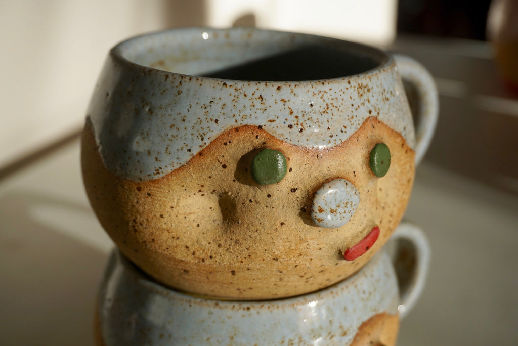 Handmade dimpled face ceramic mugs | Potek Ceramic Singapore