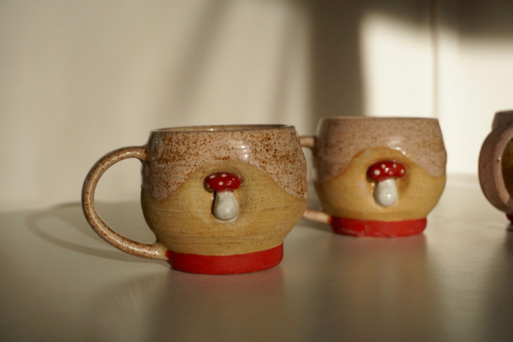 Handmade mushroom ceramic mugs | Potek Ceramic Singapore