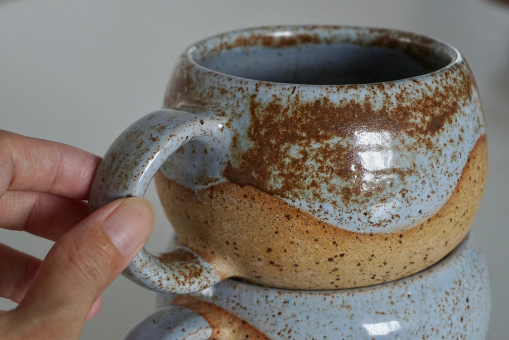 Handmade dimpled face ceramic mugs | Potek Ceramic Singapore