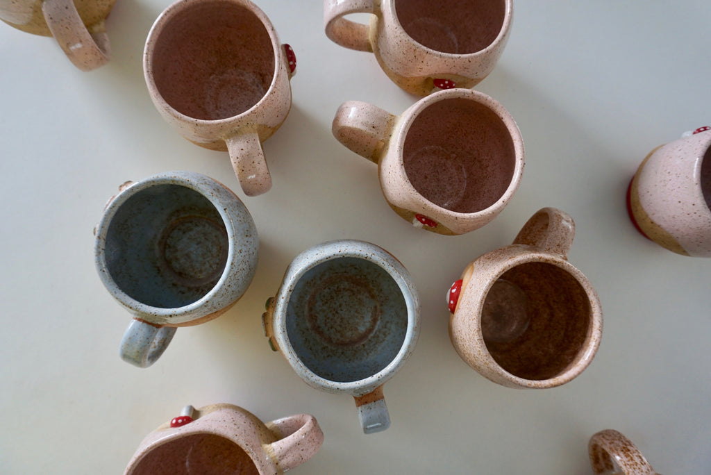 Handmade mushroom ceramic mugs | Potek Ceramic Singapore