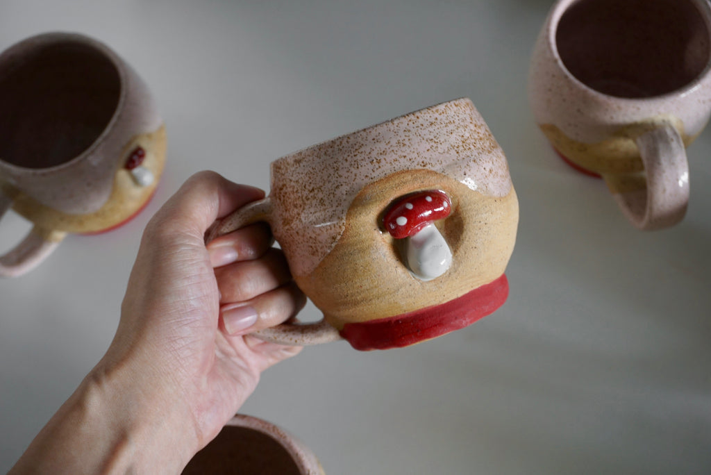 Handmade mushroom ceramic mugs | Potek Ceramic Singapore