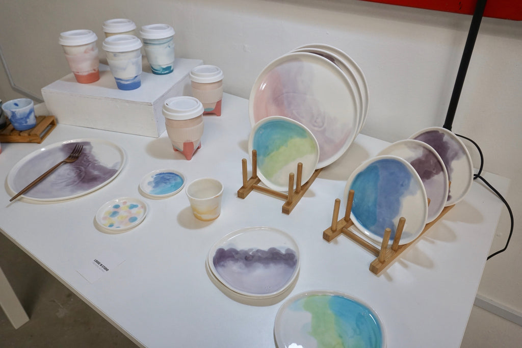 Handpainted watercolour ceramics in Singapore | handmade pottery