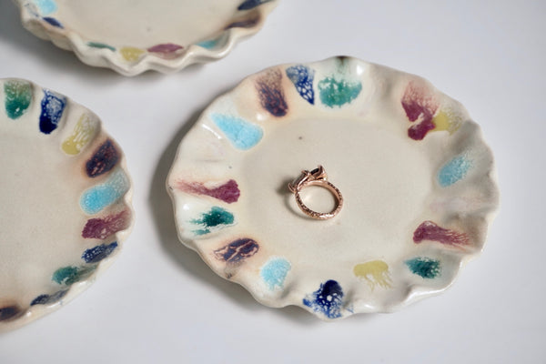 Handmade rainbow sauce dish | Pottery Singapore