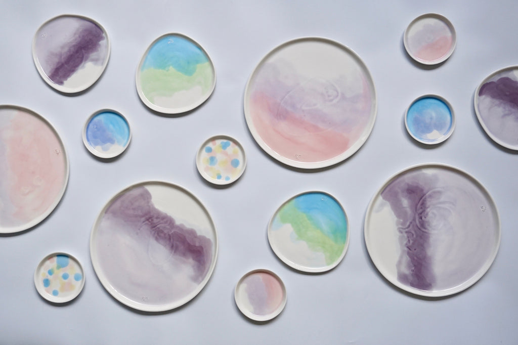Handpainted watercolour ceramics in Singapore | handmade pottery