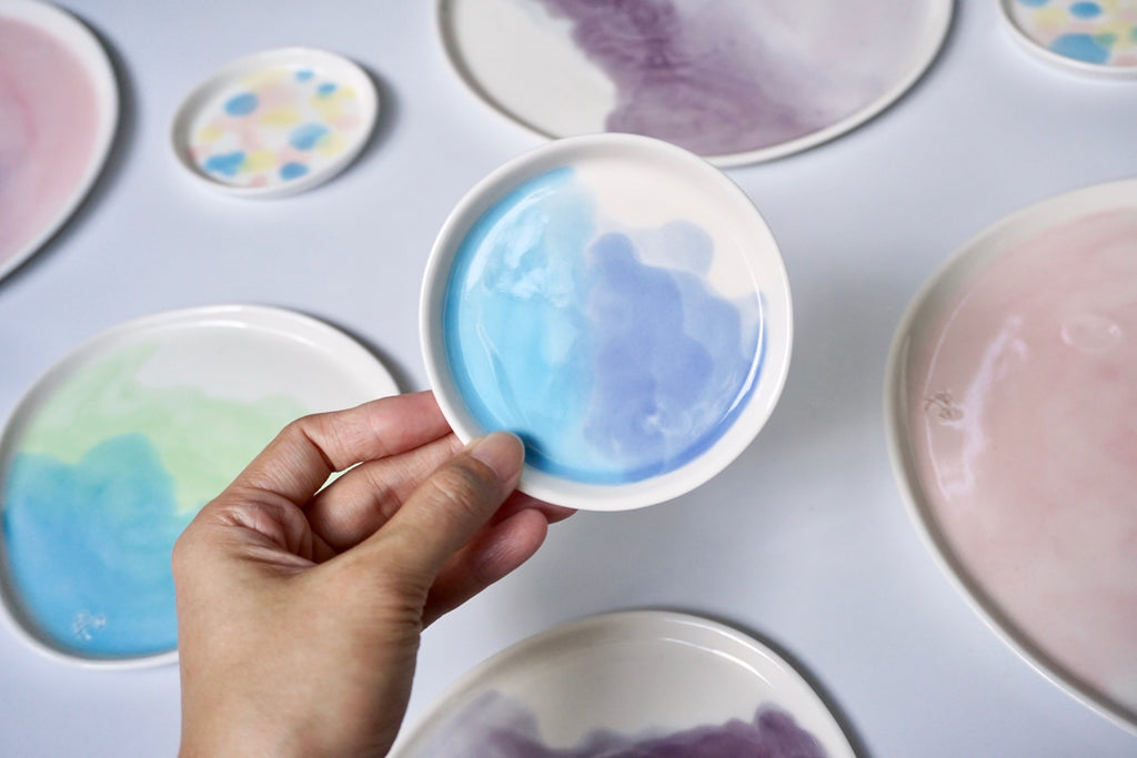 Handpainted watercolour ceramics in Singapore | handmade pottery