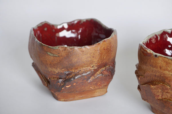 Handmade craggy tea bowls | Pottery Singapore