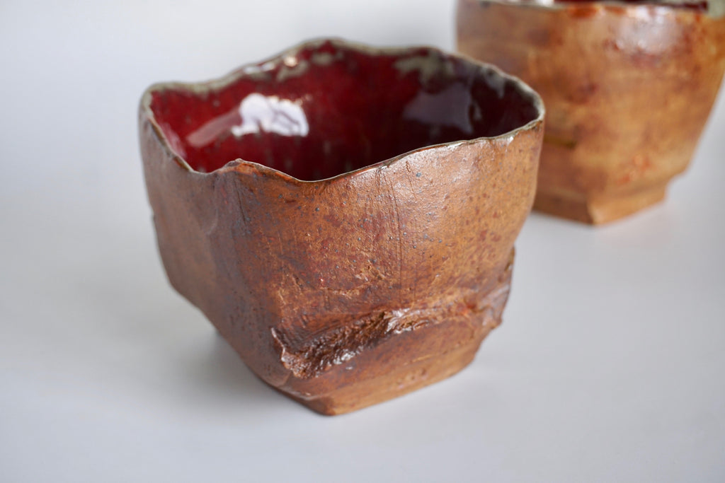 Handmade craggy tea bowls | Pottery Singapore