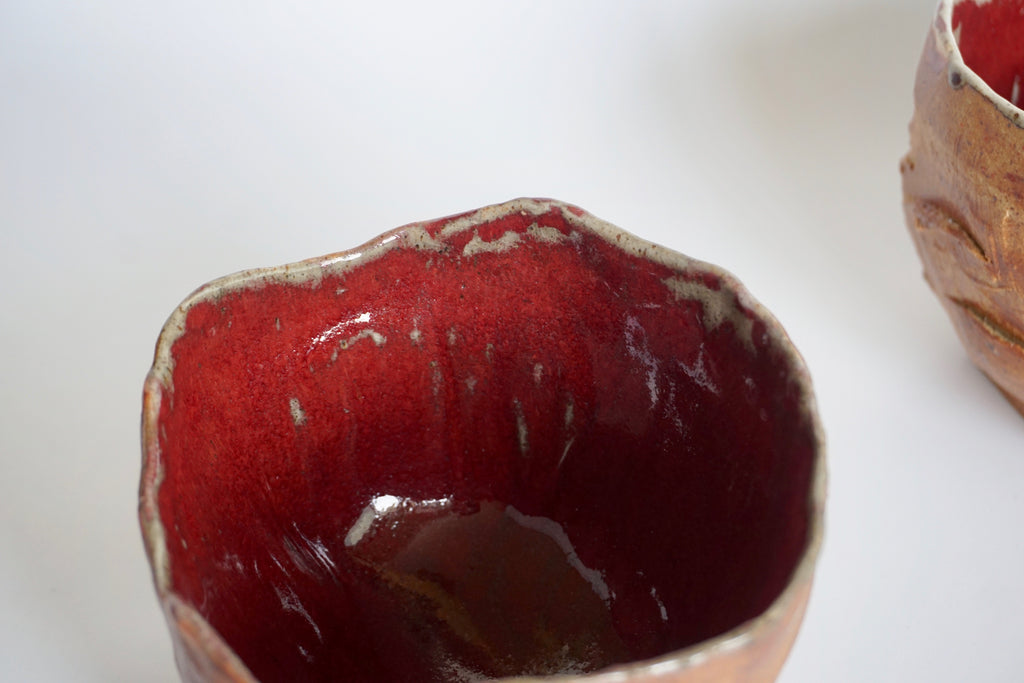 Handmade craggy tea bowls | Pottery Singapore