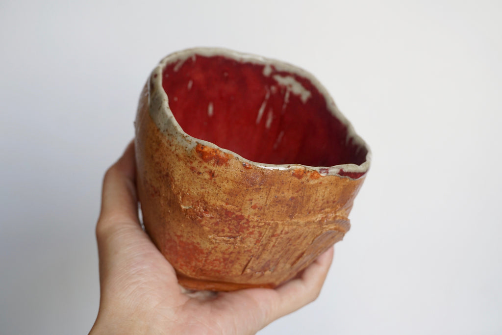 Handmade craggy tea bowls | Pottery Singapore