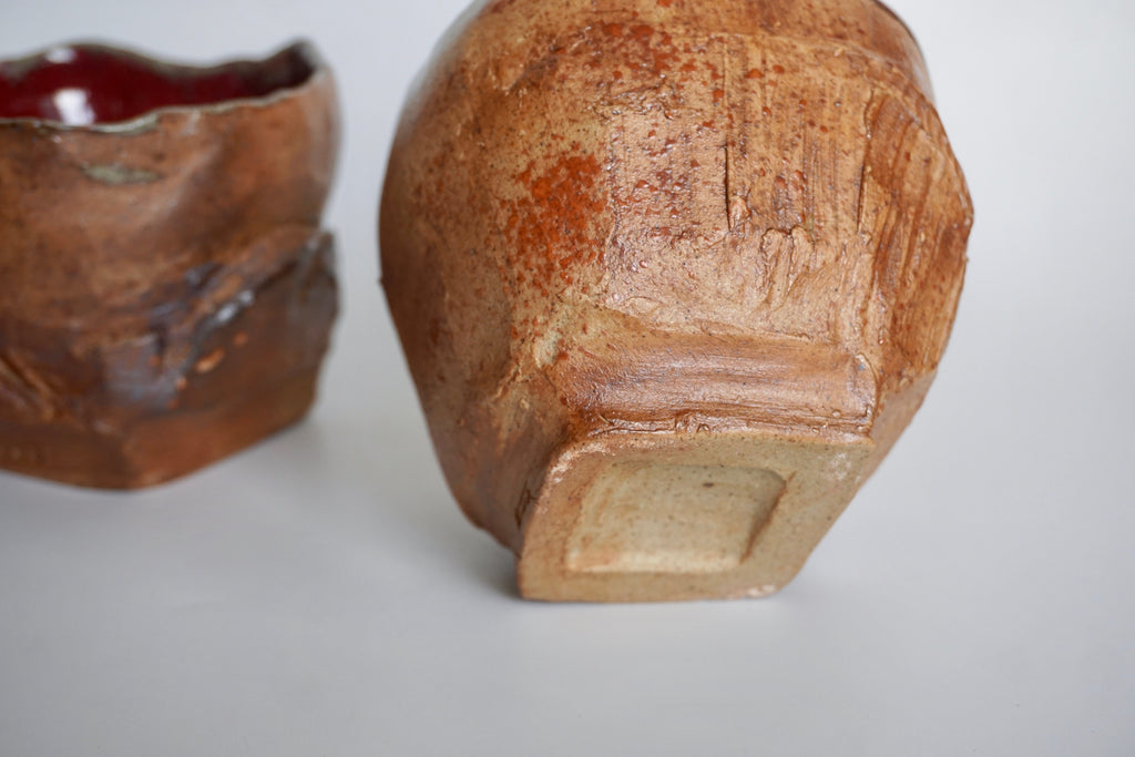 Handmade craggy tea bowls | Pottery Singapore