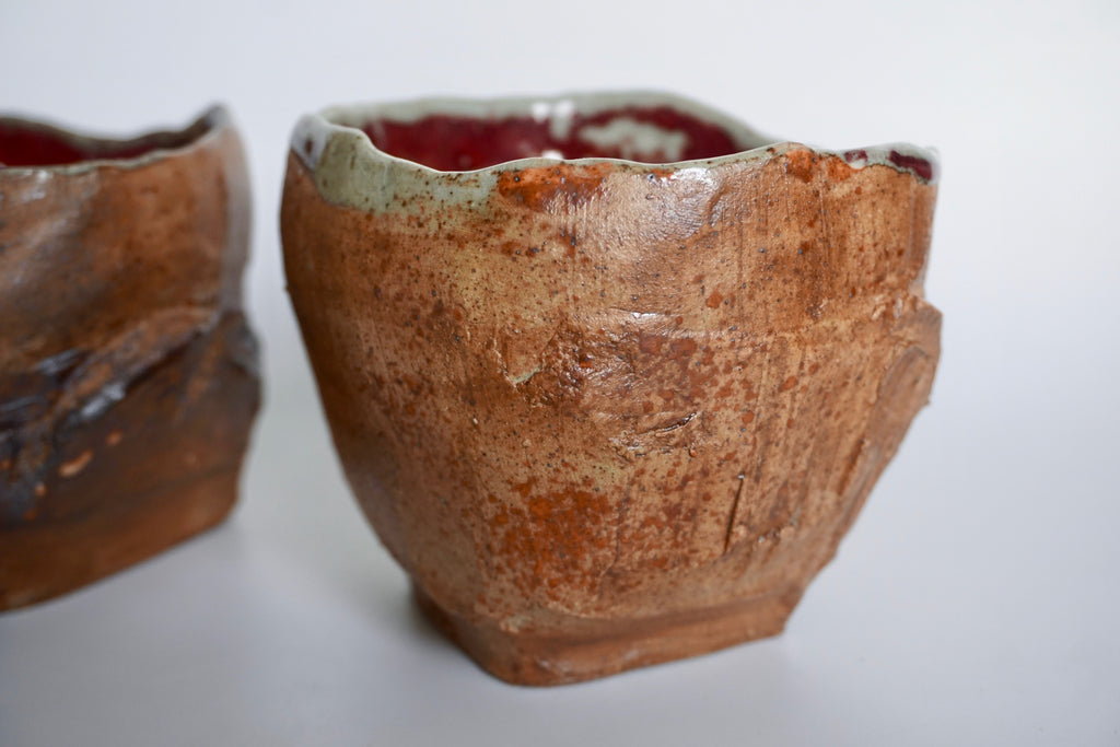 Handmade craggy tea bowls | Pottery Singapore