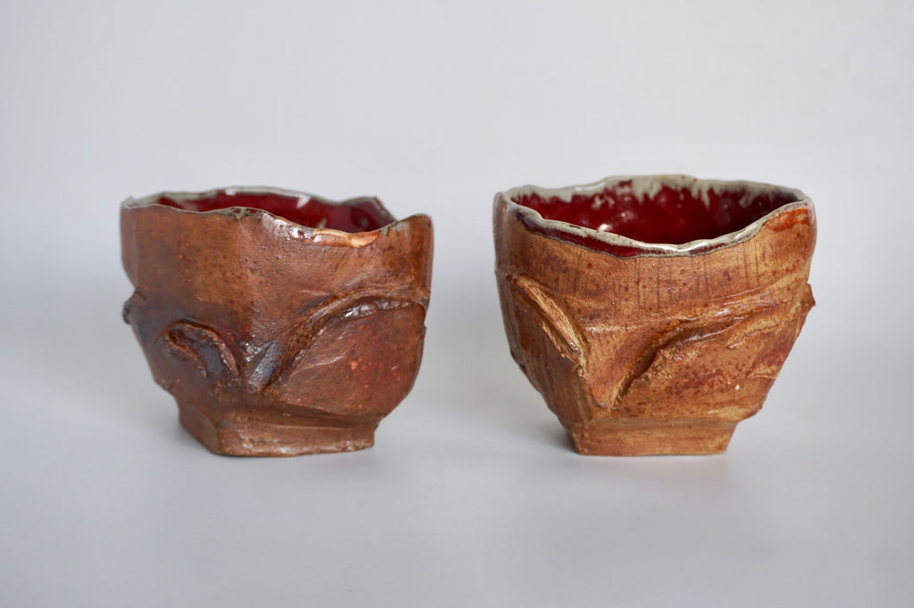 Handmade craggy tea bowls | Pottery Singapore
