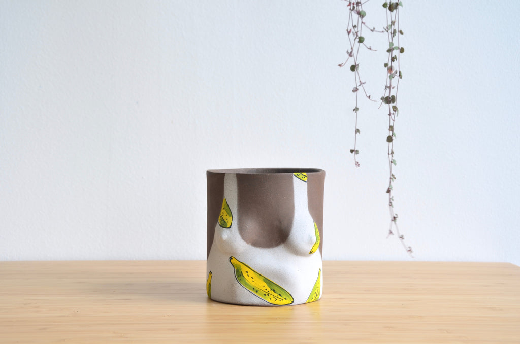 Group Partner Banana female planters in Singapore - handmade slipcast pot
