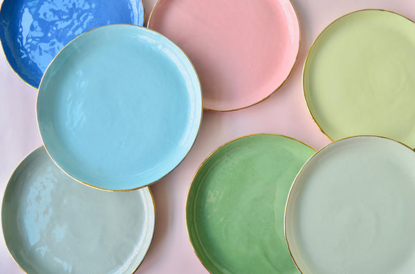 Handmade porcelain plates with gold rim - Eat & Sip ceramics