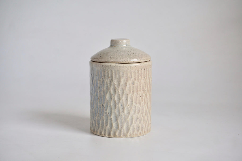 Wheel thrown carved ceramic jar Singapore - Eat & Sip pottery