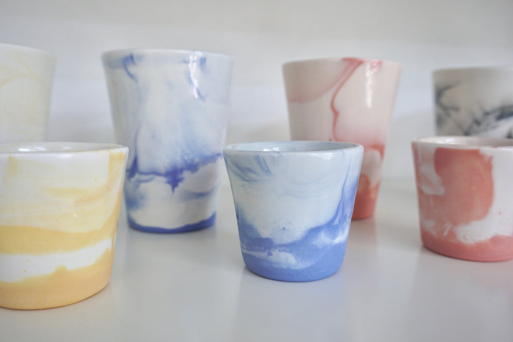 Handmade marbled cups in Singapore | Australian ceramics by Louise Martiensen