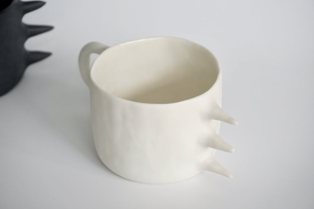 White dino mug by Kira Ni | Eat & Sip handmade ceramics