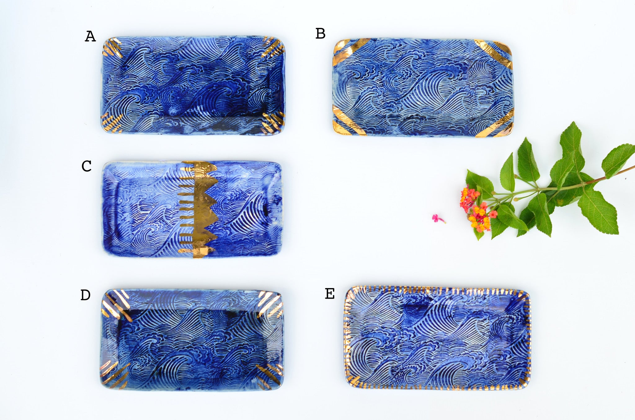 Handcrafted ceramic rectangular wave plate by Amelia Kingston – Eat & Sip