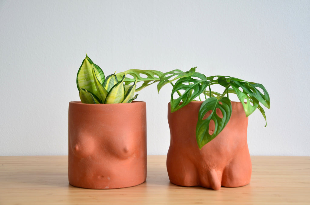 Group Partner terracotta girl planters in Singapore - handmade pot