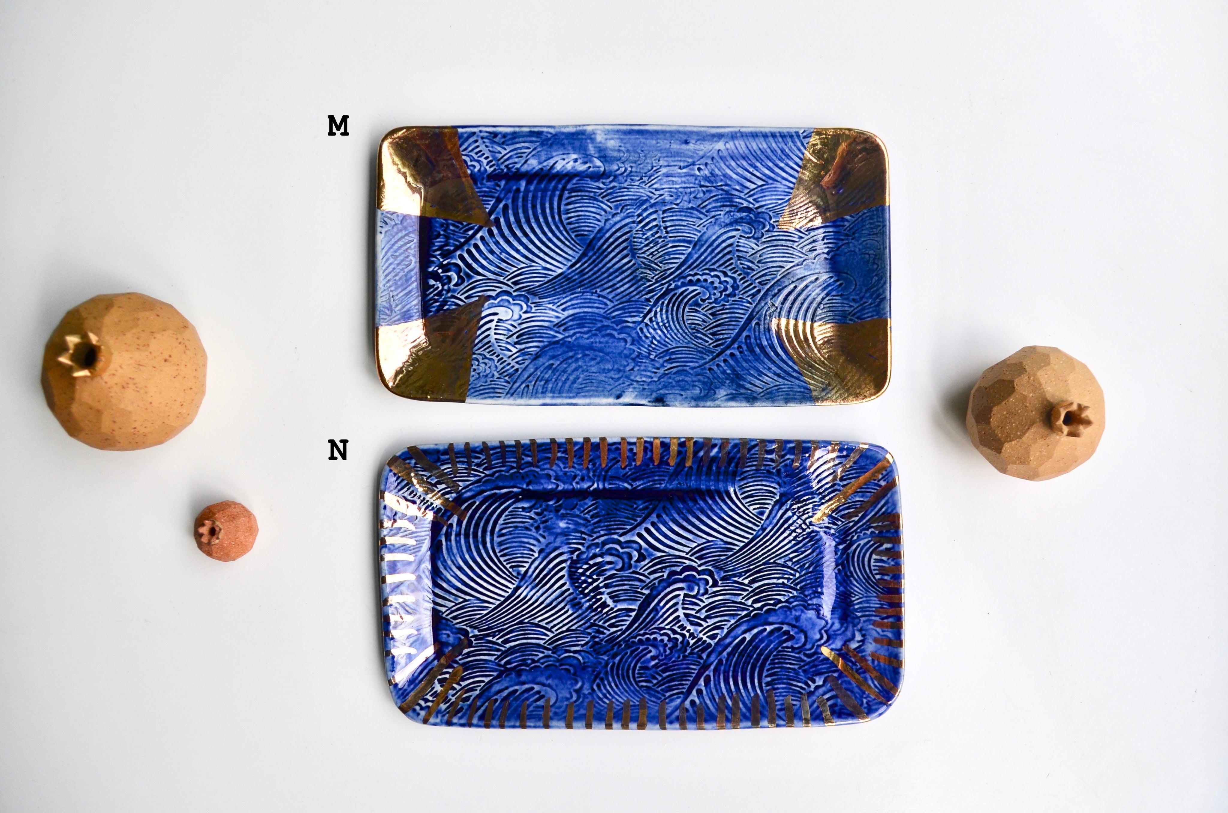 Handcrafted ceramic rectangular wave plate by Amelia Kingston – Eat & Sip