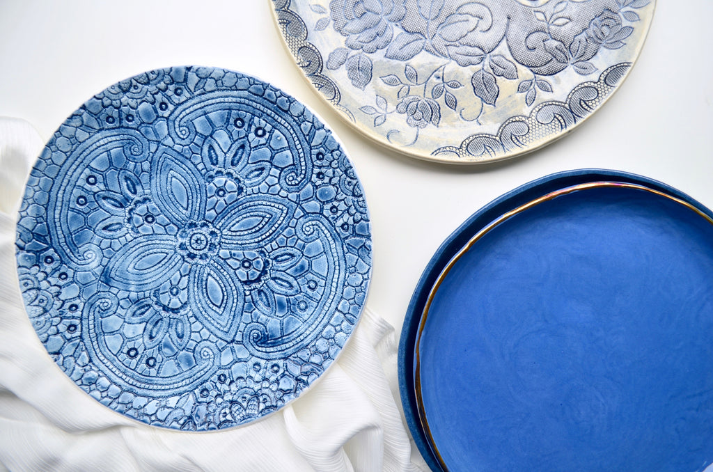 Unique housewarming gifts handmade lace plates - The Tableware Curators