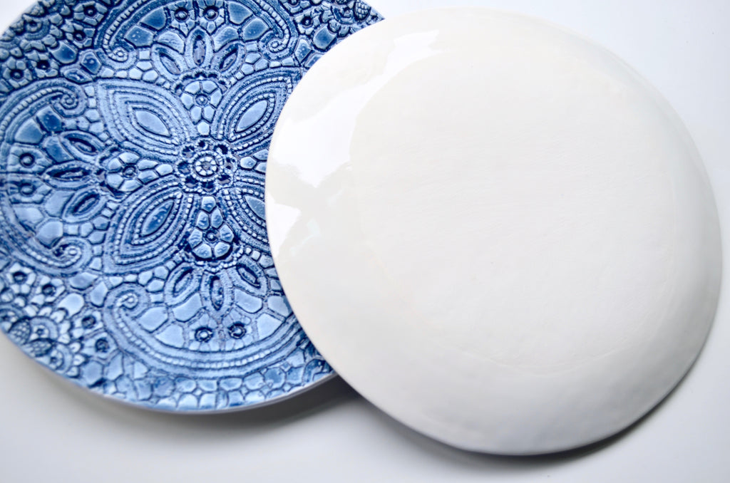 Unique housewarming gifts handmade lace plates - The Tableware Curators