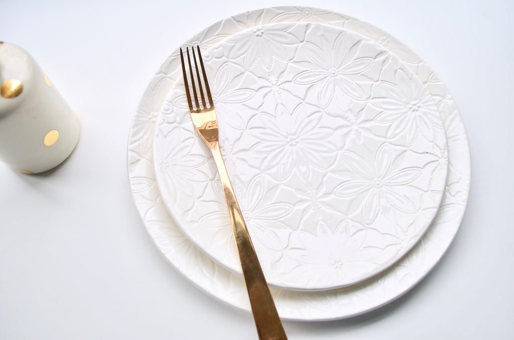 Unique housewarming gifts handmade lace plates - The Tableware Curators