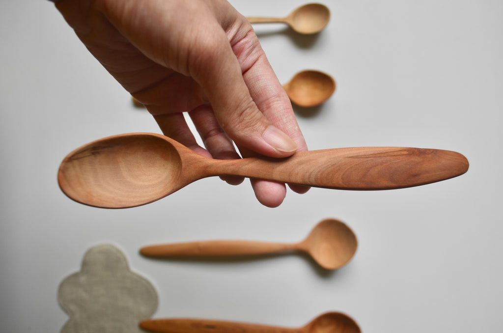 Asymmetrical hand carved apple wooden spoon | Eat & Sip Singapore tableware