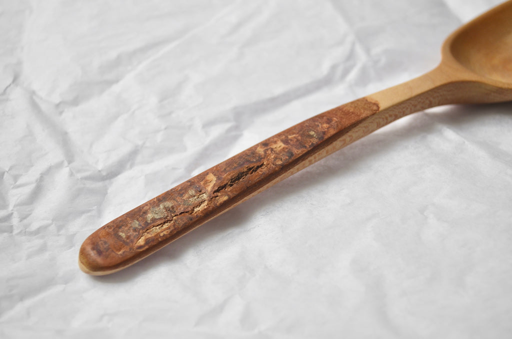 Hand carved tree bark handle spoon | Eat & Sip handmade tableware