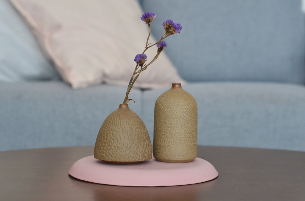 Wheel thrown chattering vase | handmade ceramics in Singapore