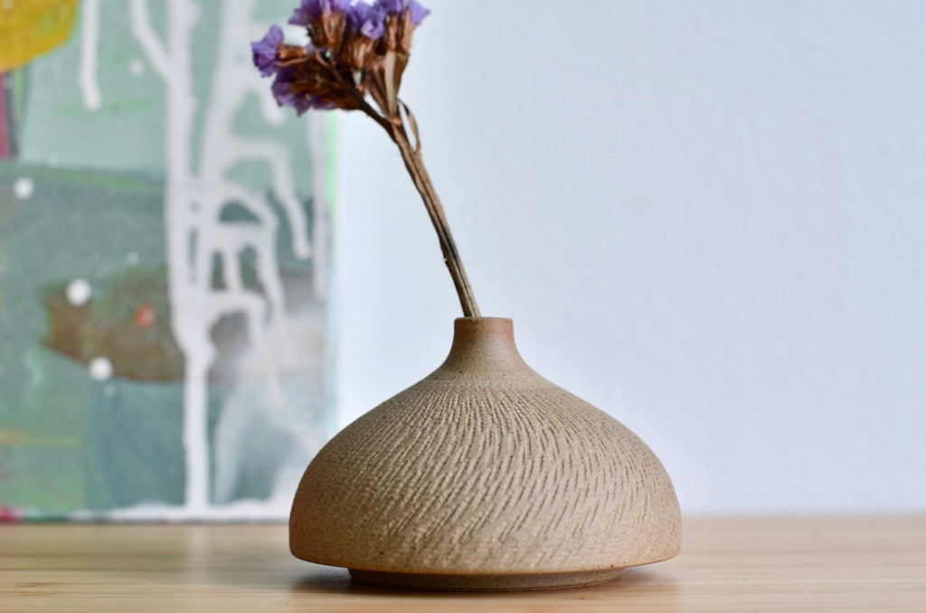 Wheel thrown chattered decorative vase | handmade ceramics in Singapore