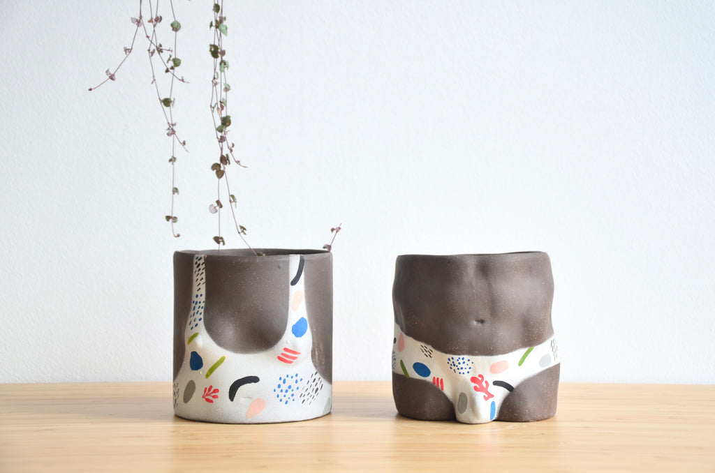 Group Partner confetti top and bottom planters in Singapore - handmade pots